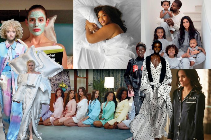 Imagem com vários recortes de looks de pijamas.