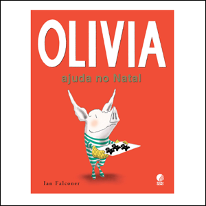 A imagem mostra a capa do livro, na cor vermelha, com o título em letras na cor branca e cinza. No centro da capa, há uma ilustração de uma porquinha, vestindo uma roupa listrada nas cores verde e branco, e segurando uma bandeja.