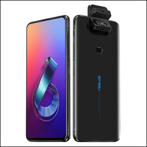 Celular Zenfone 6 128 GB na cor preta.