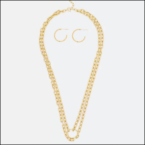 Conjunto Colar e Brinco Contemporâneo, Renner.