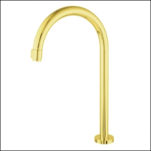 Torneira Slim Tube Dourada Fosca.