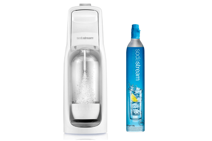 A imagem mostra a máquina para gaseificar água Jet da Sodastream.