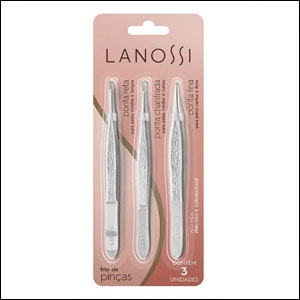 Kit-Pinças-3-Unidades-Lanossi-Beauty-&-Care Kit Pinças 3 Unidades, Lanossi Beauty & Care