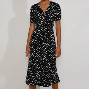 Vestido-Midi-Estampado-de-Poá-com-Transpasse-C&A Vestido Midi Estampado de Poá com Transpasse C&A