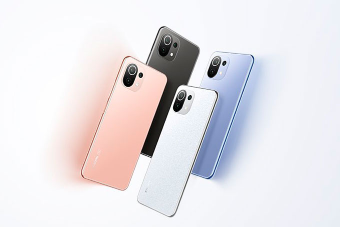 4 modelos de Mi Lite 11, nas cores preto, rosa, verde e azul