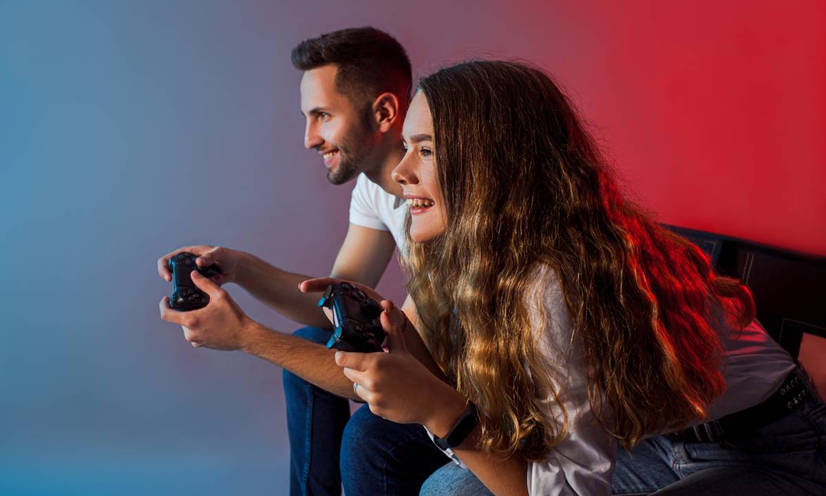 casal joga video game